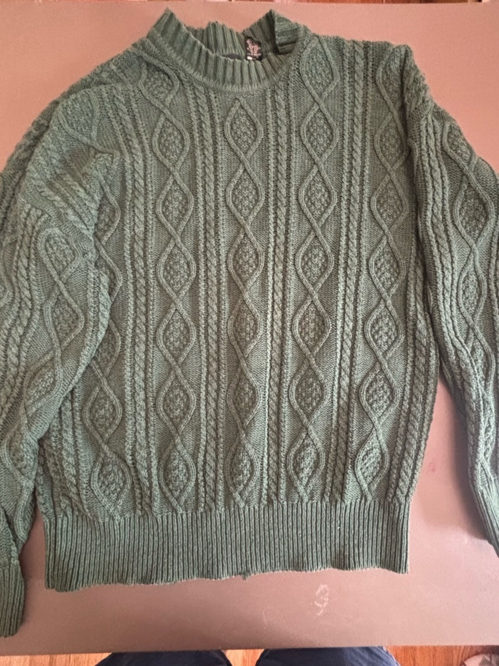 Structure Green Cable Knit Turtleneck Sweater